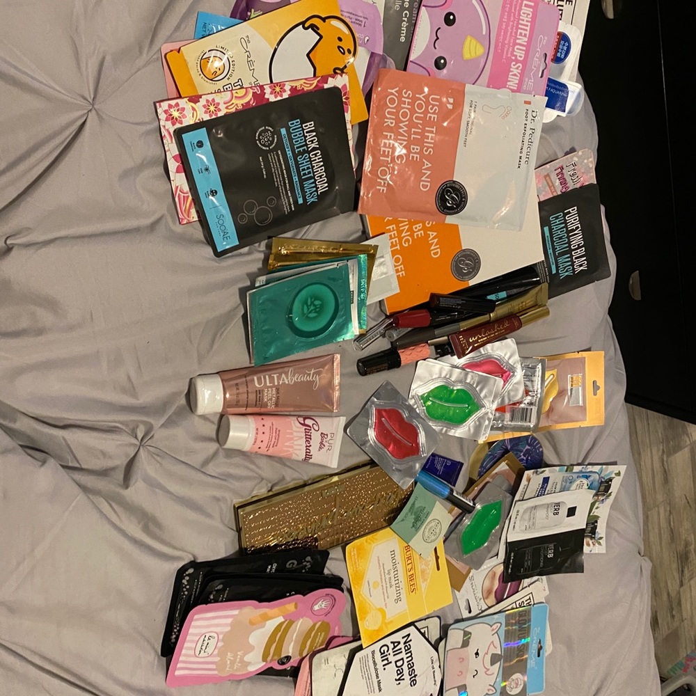 Assortment of masks. Lip, eye, face, and feet